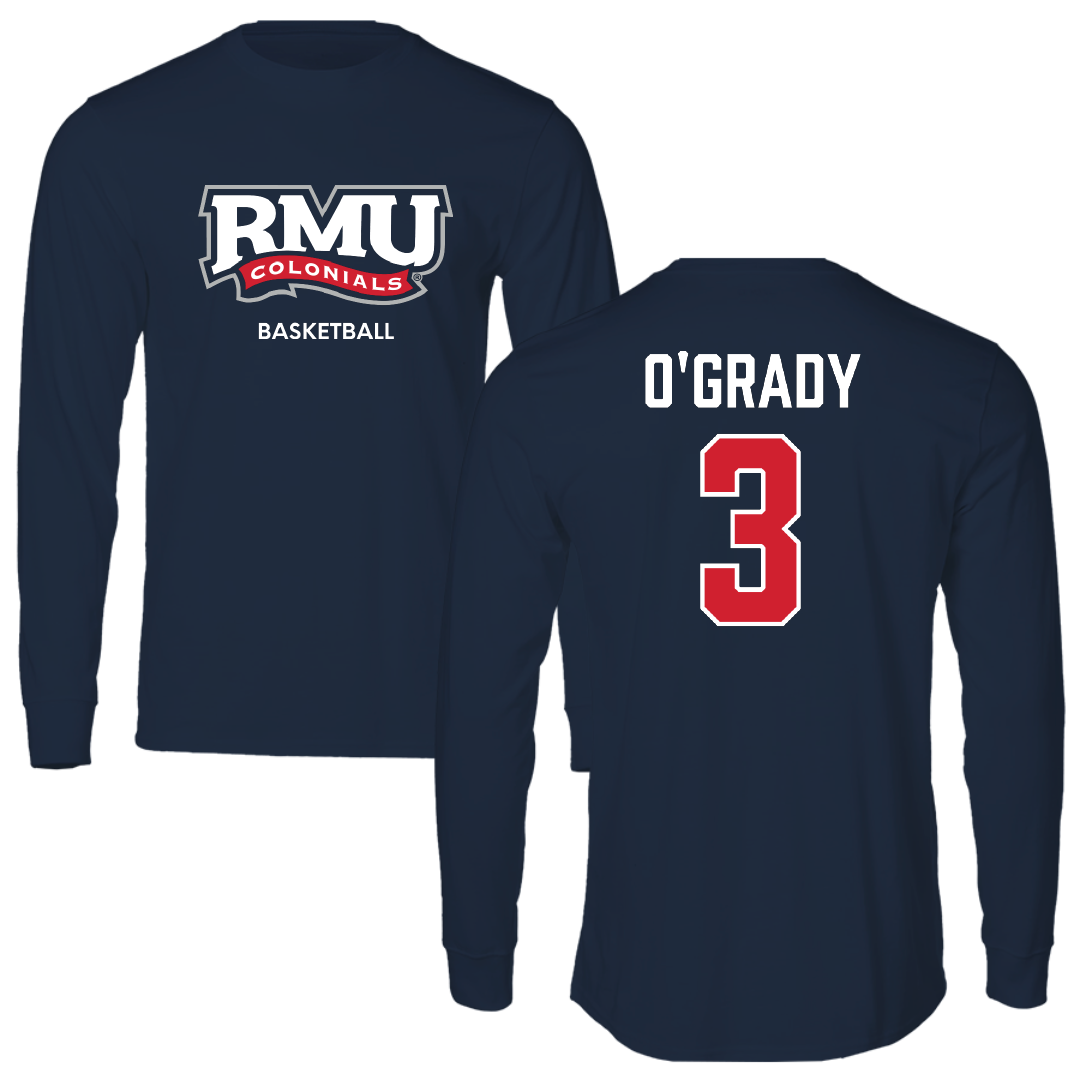 Robert Morris University Basketball (M) Navy RMU Performance Long Sleeve - #3 Tanner O'Grady