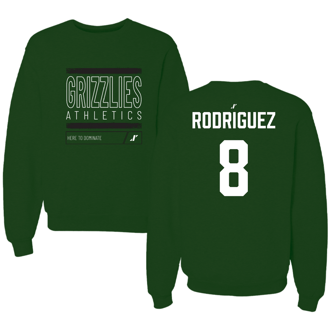 Adams State University Football Forest Green Dominate Crewneck - #8 Benjamin Rodriguez