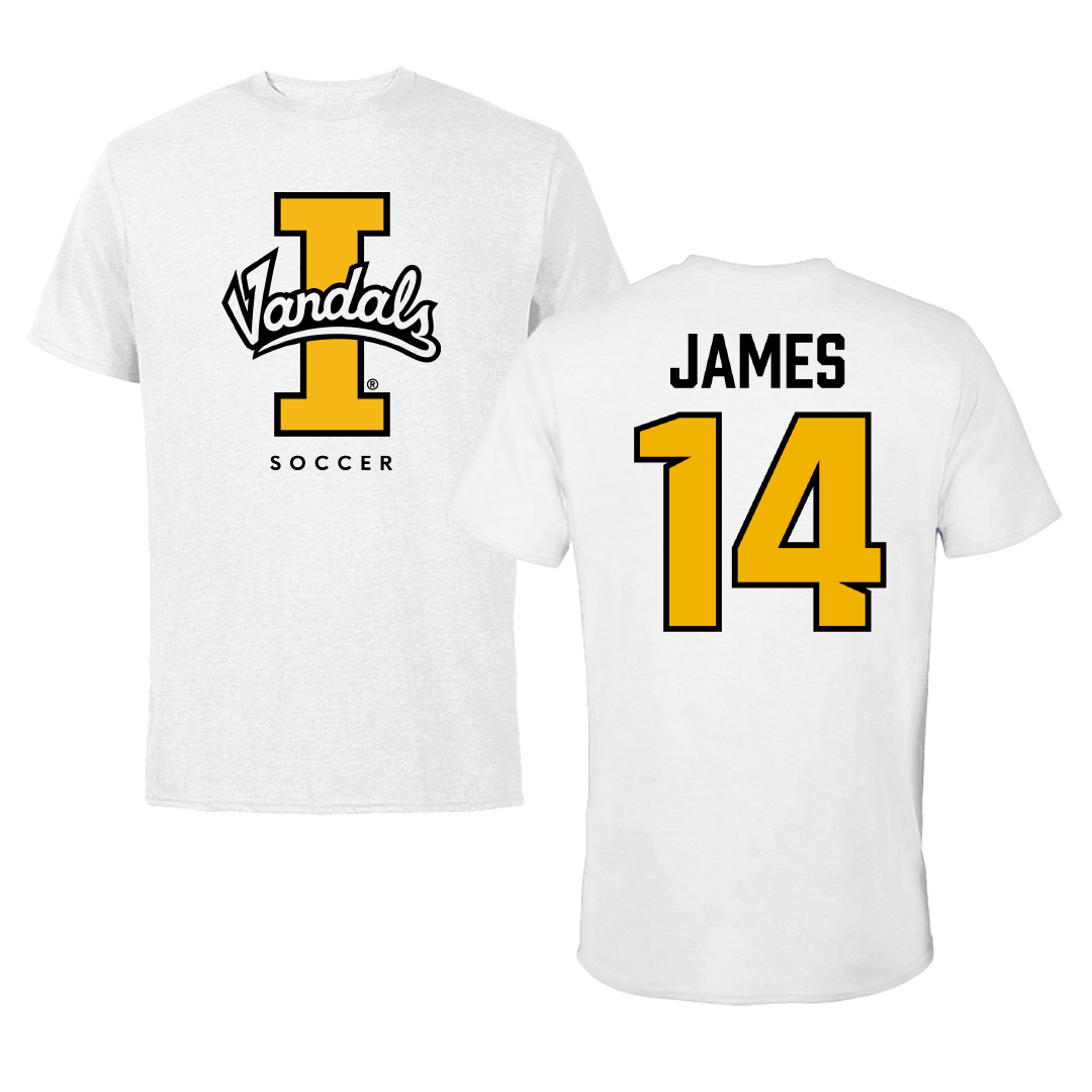 University of Idaho Soccer White Vandals Performance Tee - #14 Emma James