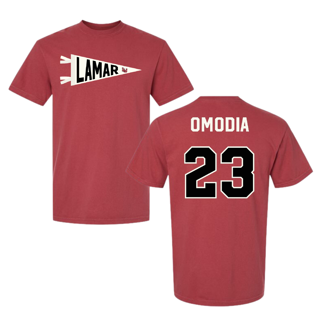 Lamar University Football Canvas Red Pennant Comfort Colors Tee - #23 Paul Omodia