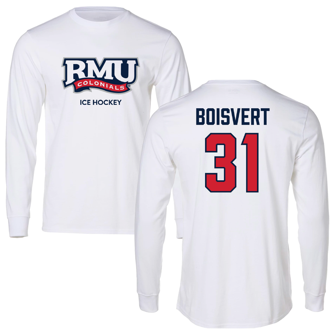 Robert Morris University Ice Hockey (M) White Long Sleeve - #31 Francis Boisvert