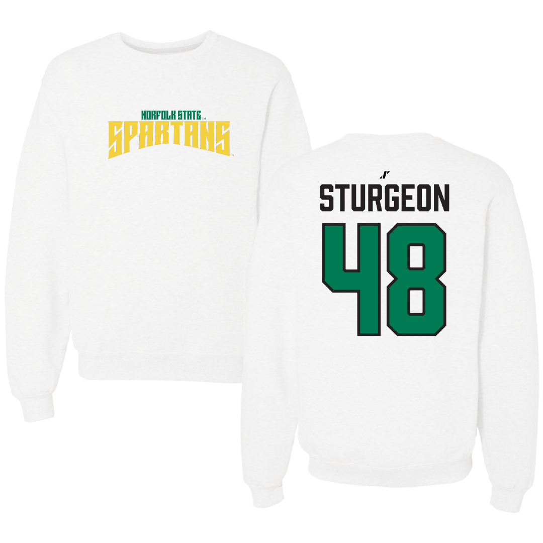 Norfolk State University Baseball White Classic Crewneck - #48 CC Sturgeon