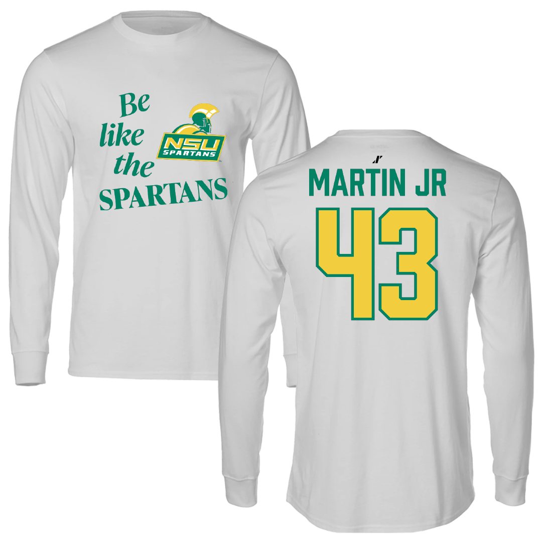 Norfolk State University Football Light Gray Be Like Us Long Sleeve - #43 Richard Martin Jr