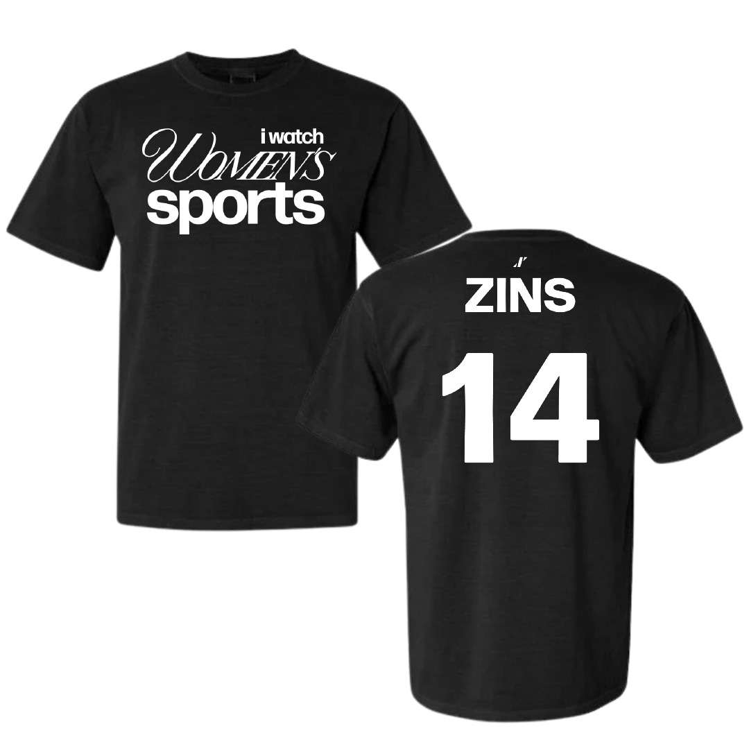 University of Wisconsin-River Falls Soccer Black WHM Comfort Colors Tee - #14 Macy Zins