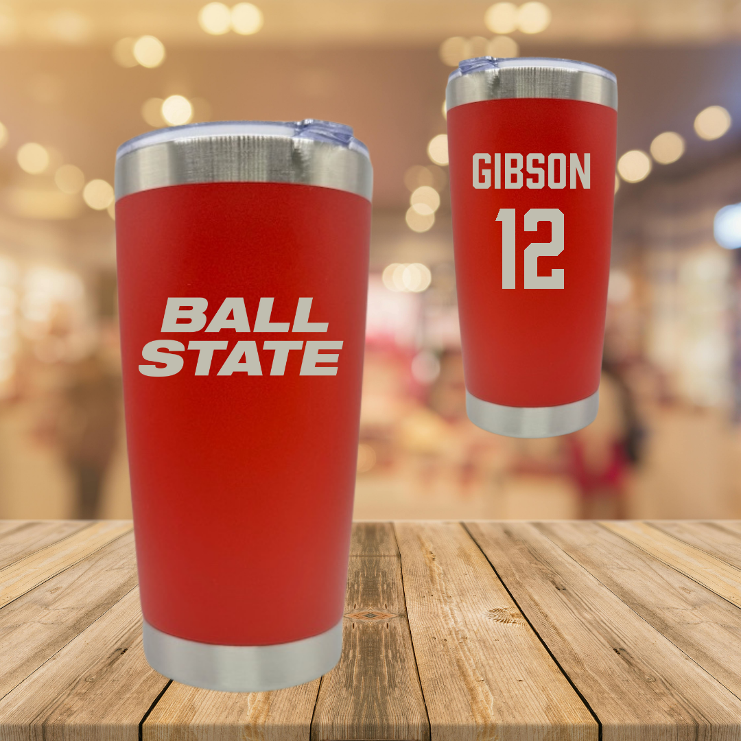 Ball State University Softball Red Cardinal Stainless Steel Tumbler - #12 Kaitlyn Gibson