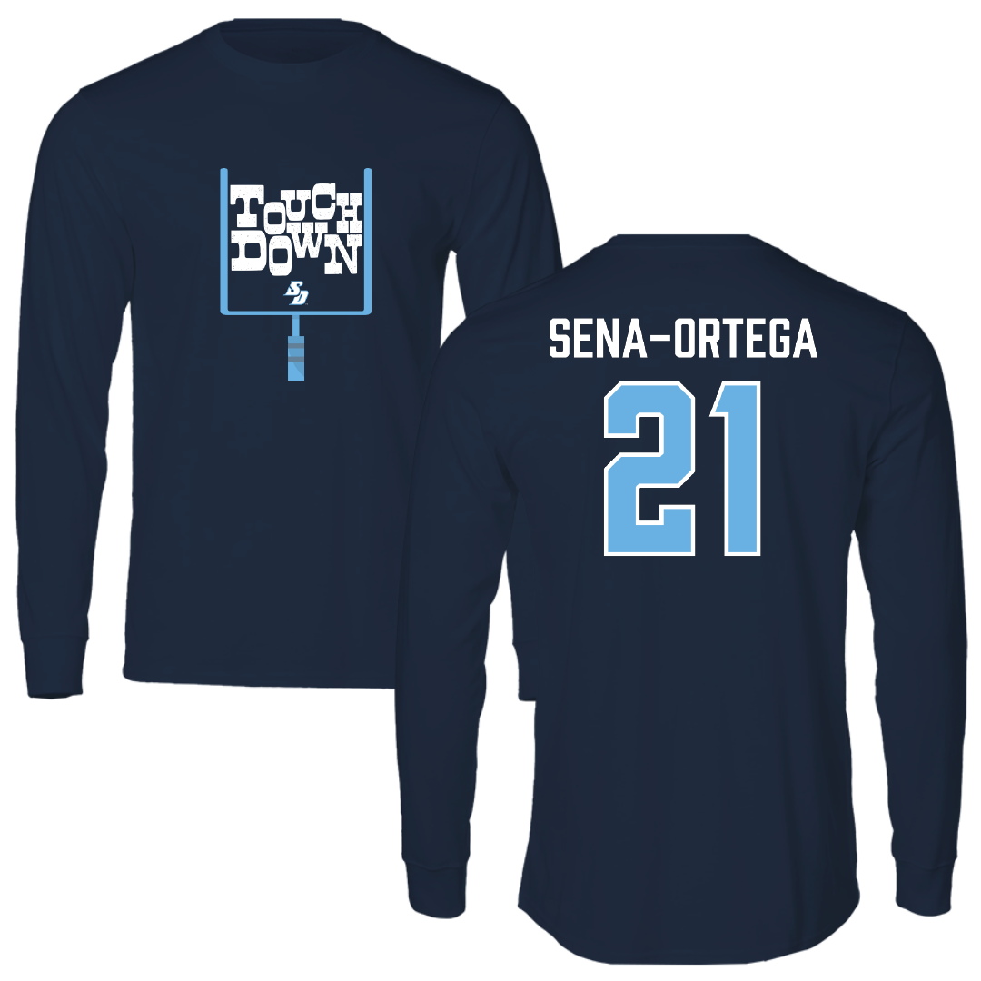 University of San Diego Football Navy Touchdown Long Sleeve - #21 Trey Sena-Ortega