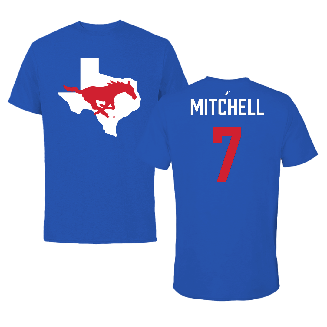 Southern Methodist University Soccer Blue State Tee - #7 Jaylinn Mitchell