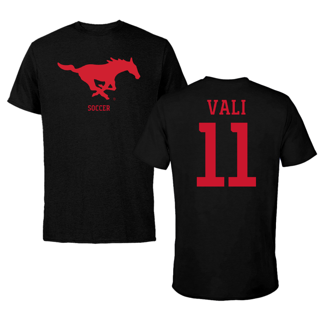 Southern Methodist University Soccer (W) Black Tee - #11 Addison Vali