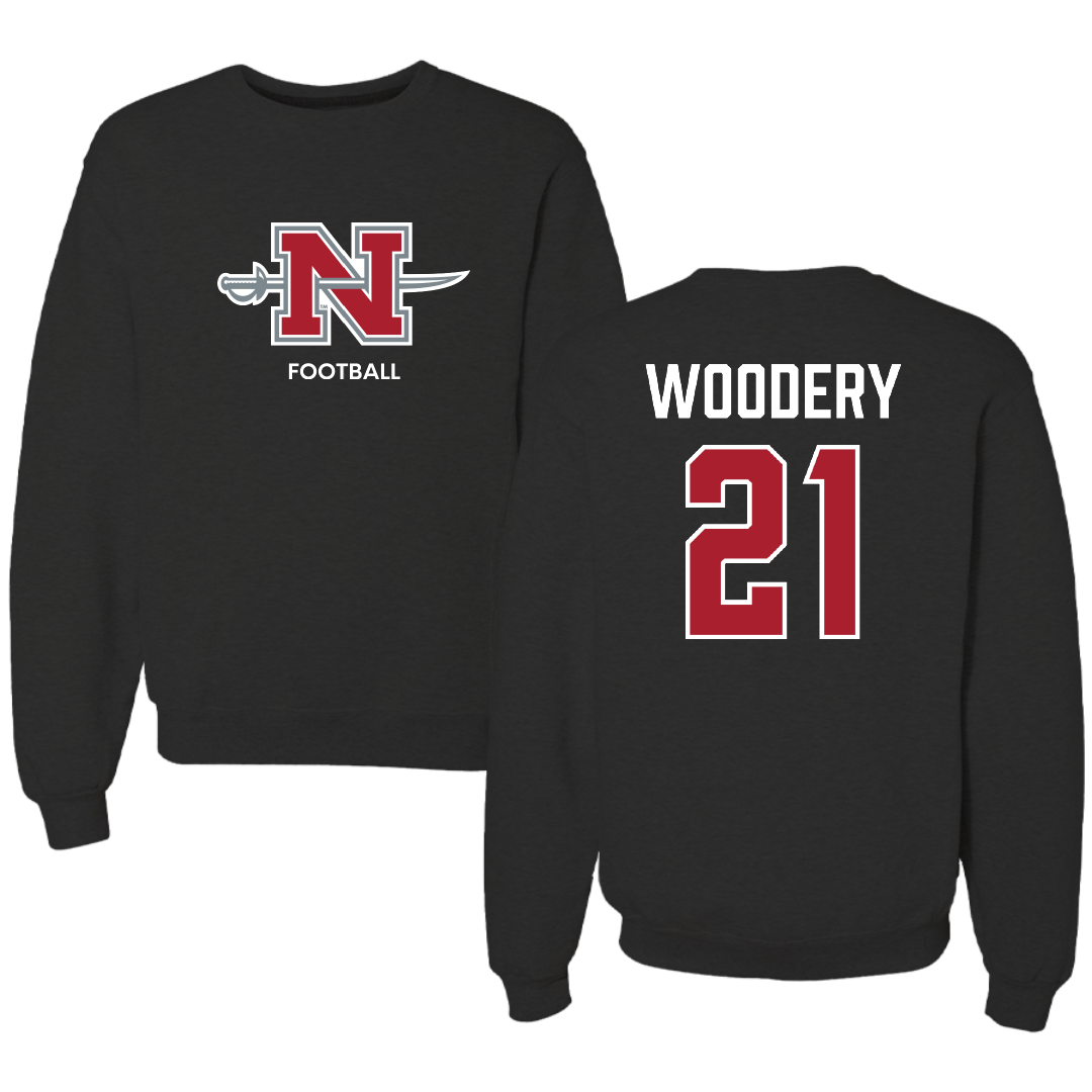 Nicholls State University Football Black Mascot Crewneck - #21 Malik Woodery