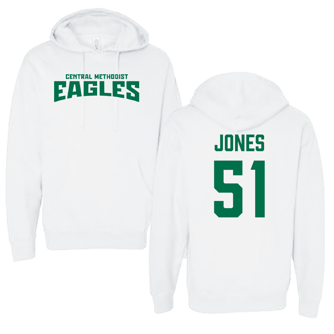 Central Methodist University Football White Classic Hoodie - #51 Amari Jones