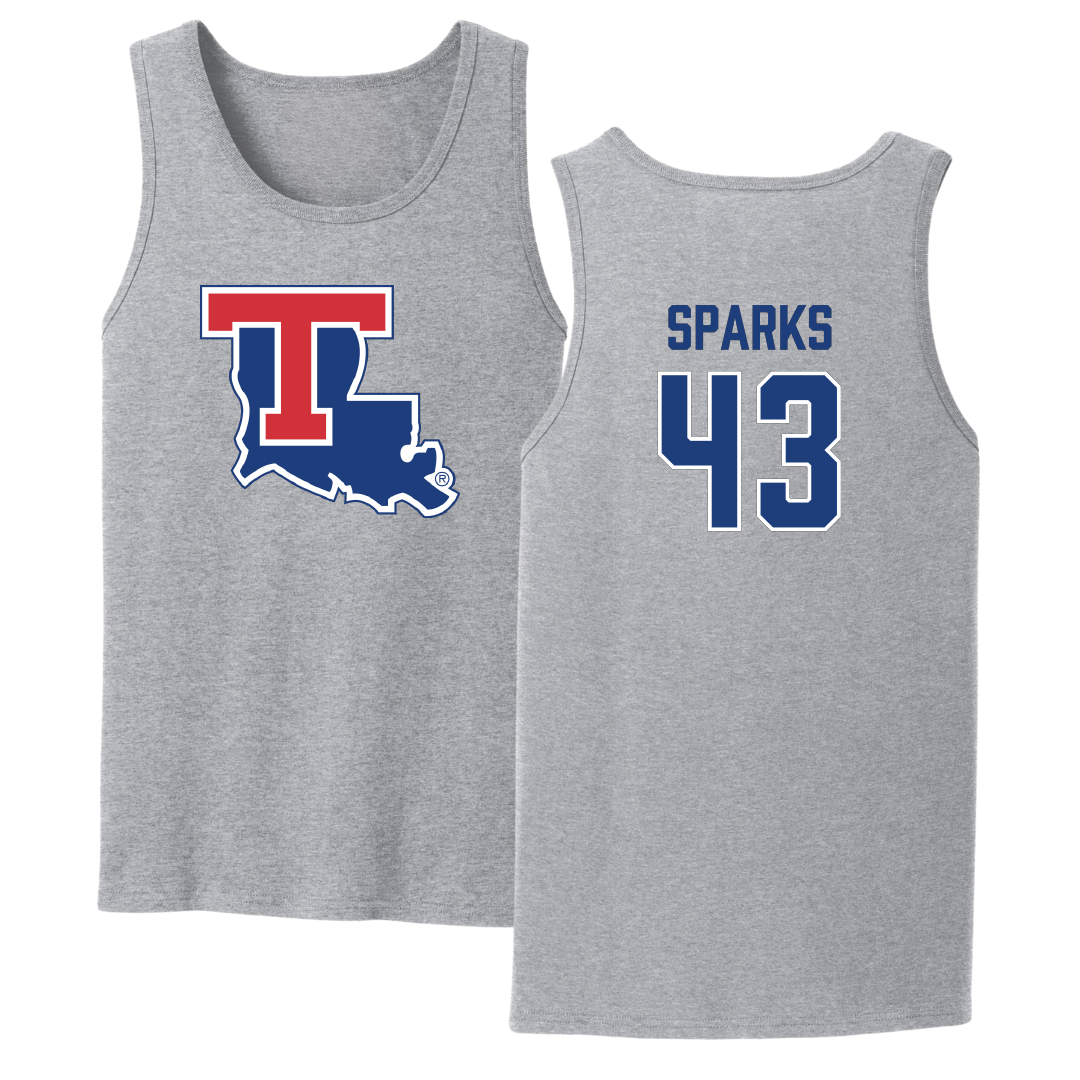 Louisiana Tech University Baseball Sport Gray Tank Top - #43 Alec Sparks