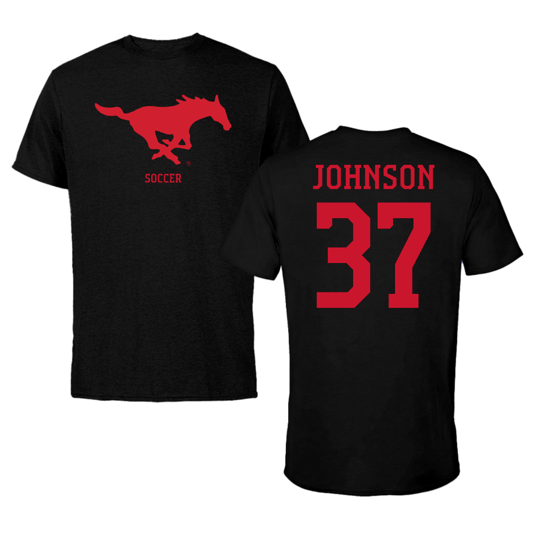 Southern Methodist University Soccer (M) Black Tee - #37 Chance Johnson