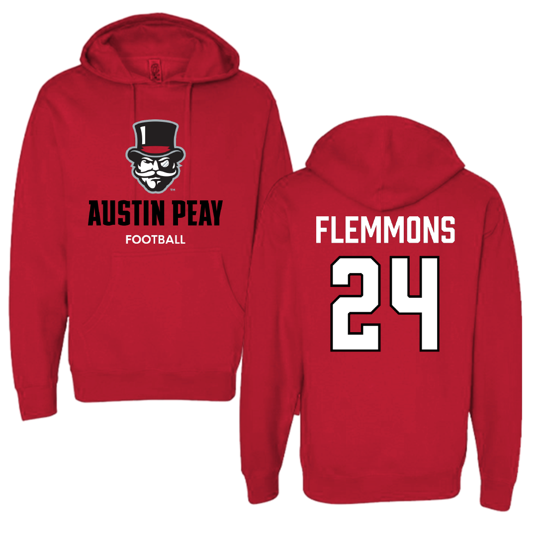Austin Peay State University Football Red Hoodie - #24 Jeremiah Flemmons