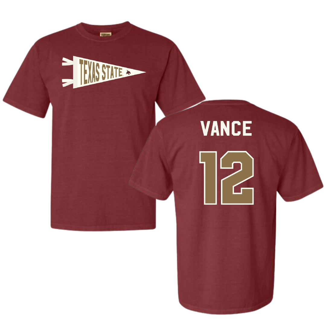 Texas State University Softball Maroon Pennant Comfort Colors Tee - #12 Halee Vance