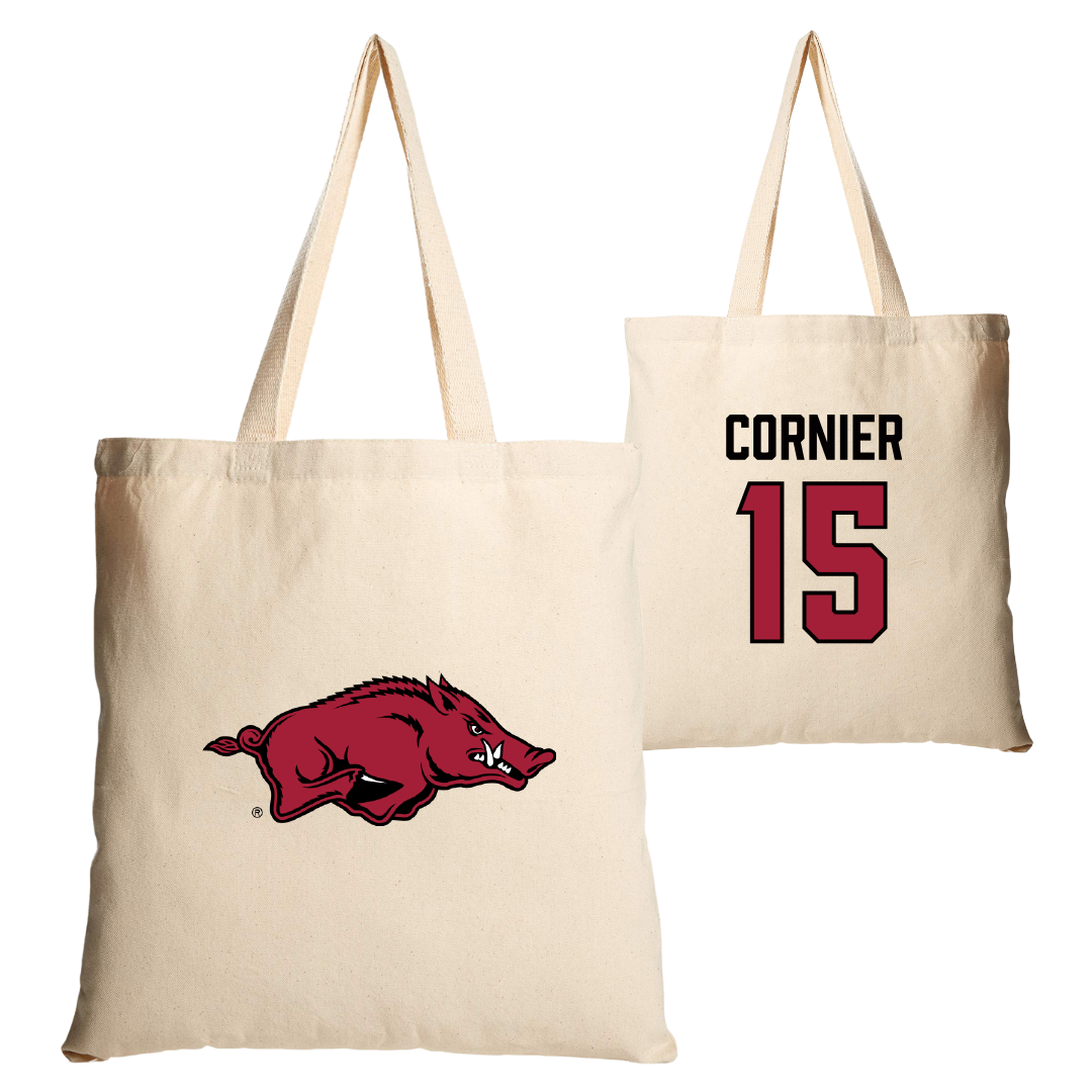 University of Arkansas Volleyball (W) Tan Canvas Tote Bag - #15 Gabriela Cornier