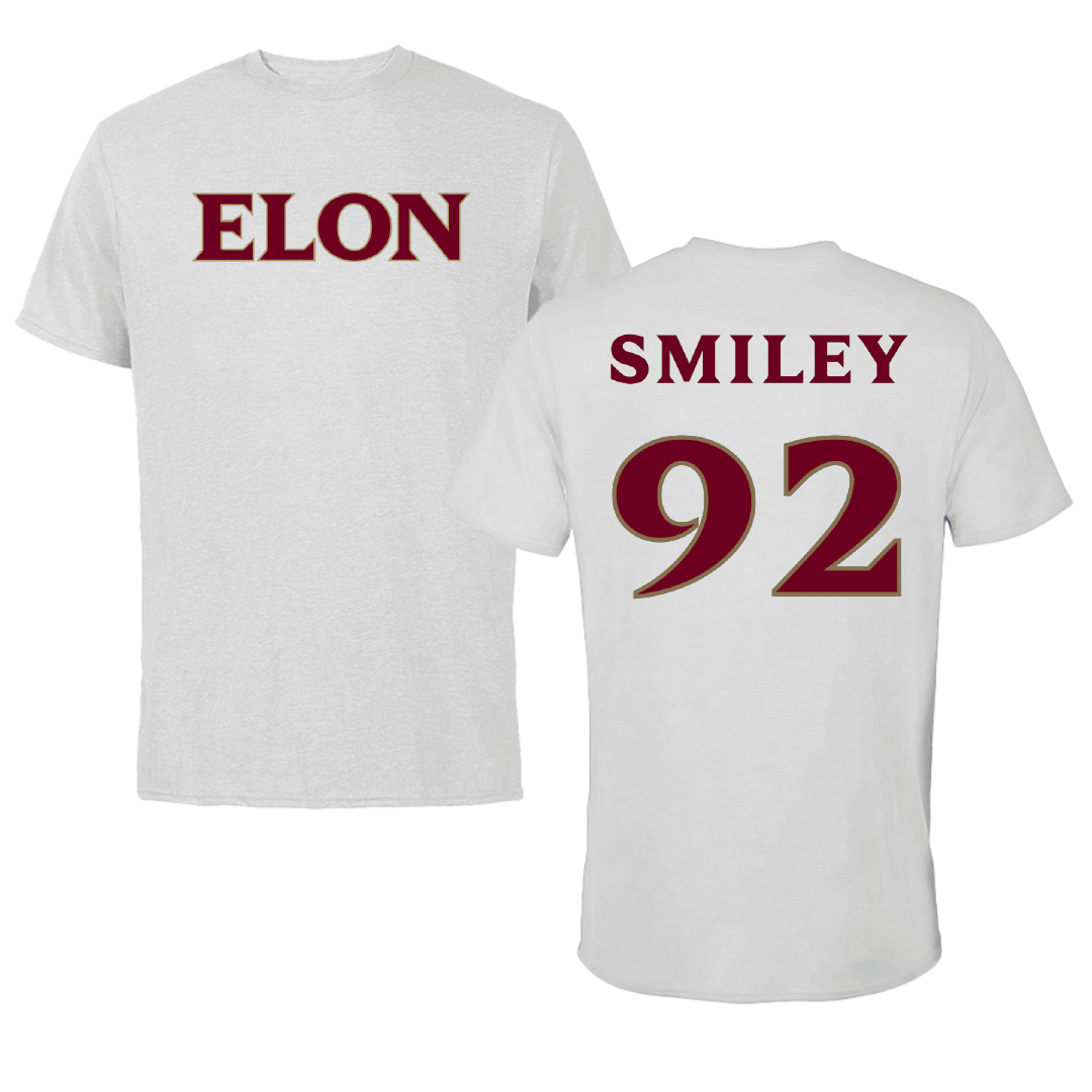 Elon University Football Light Gray Performance Tee - #92 Brandon Smiley