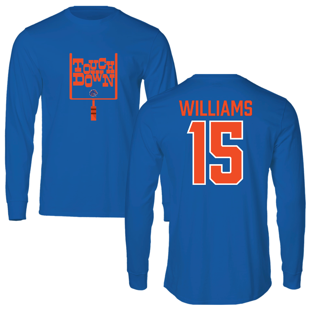 Boise State University Football Blue Touchdown Performance Long Sleeve - #15 Malakai Williams