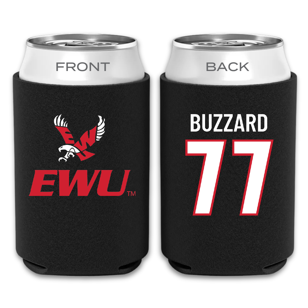 Eastern Washington University Football Black Can Cooler - #77 William Buzzard