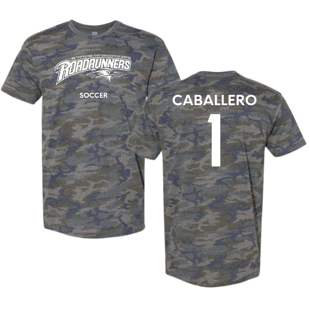 Metropolitan State University of Denver Soccer (W) Vintage Camo Tee - #1 Kayla Caballero