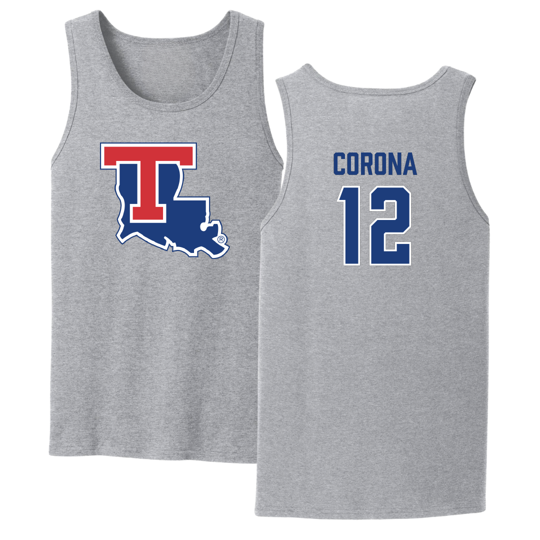 Louisiana Tech University Baseball Sport Gray Tank Top - #12 Jorge Corona