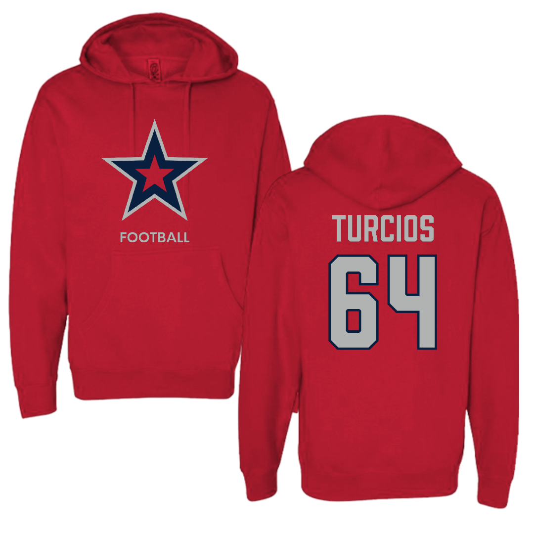 Robert Morris University Football Red Mascot Hoodie - #64 Diego Turcios