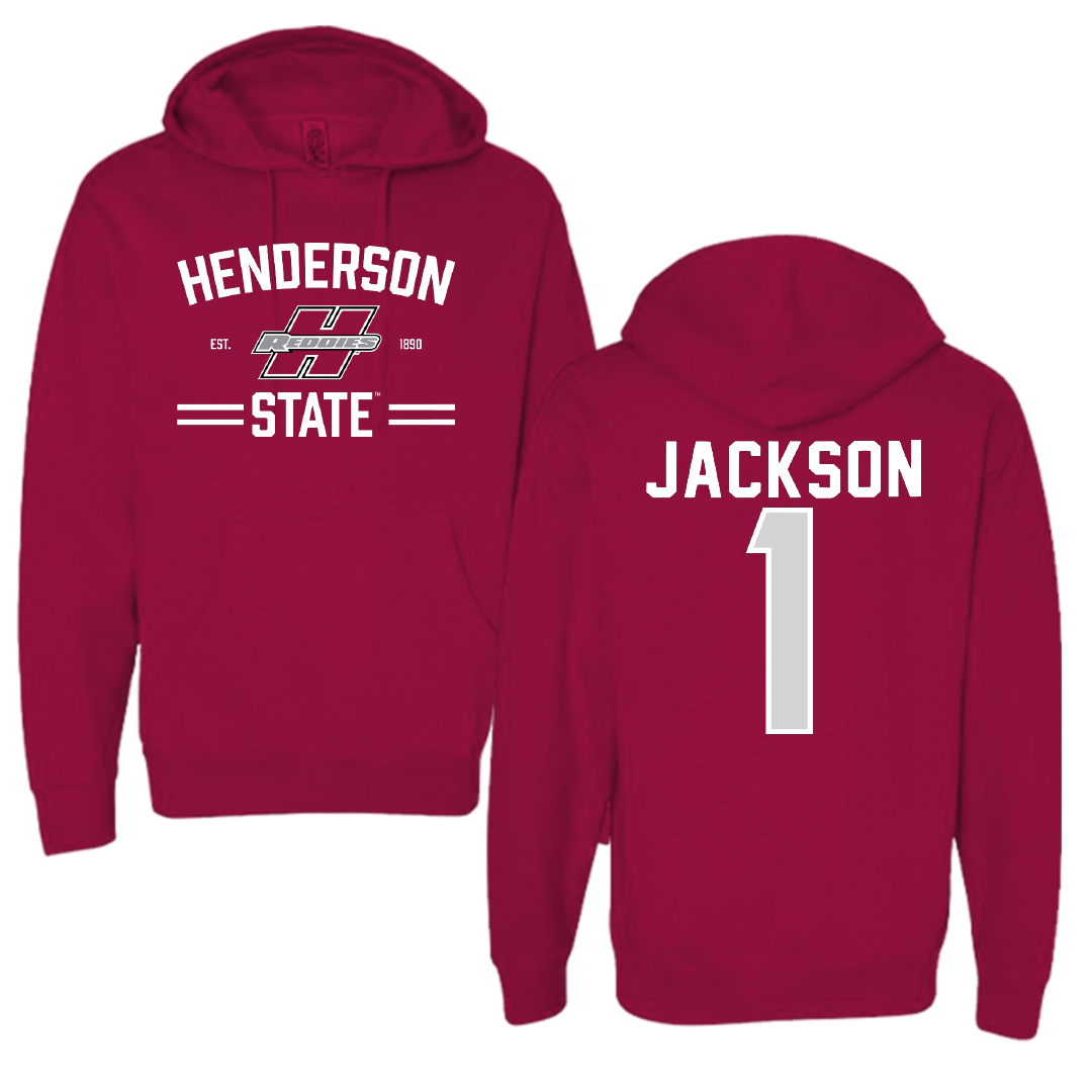 Henderson State University Football Cardinal General Hoodie - #1 Timieone Jackson
