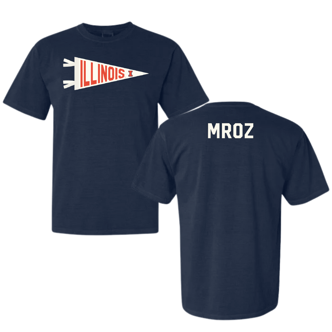 University of Illinois Tennis Navy Pennant Comfort Colors Tee - William Mroz