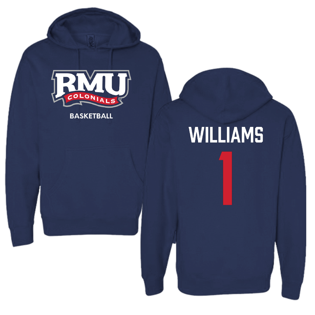 Robert Morris University Basketball (M) Navy Hoodie - #1 Justice Williams