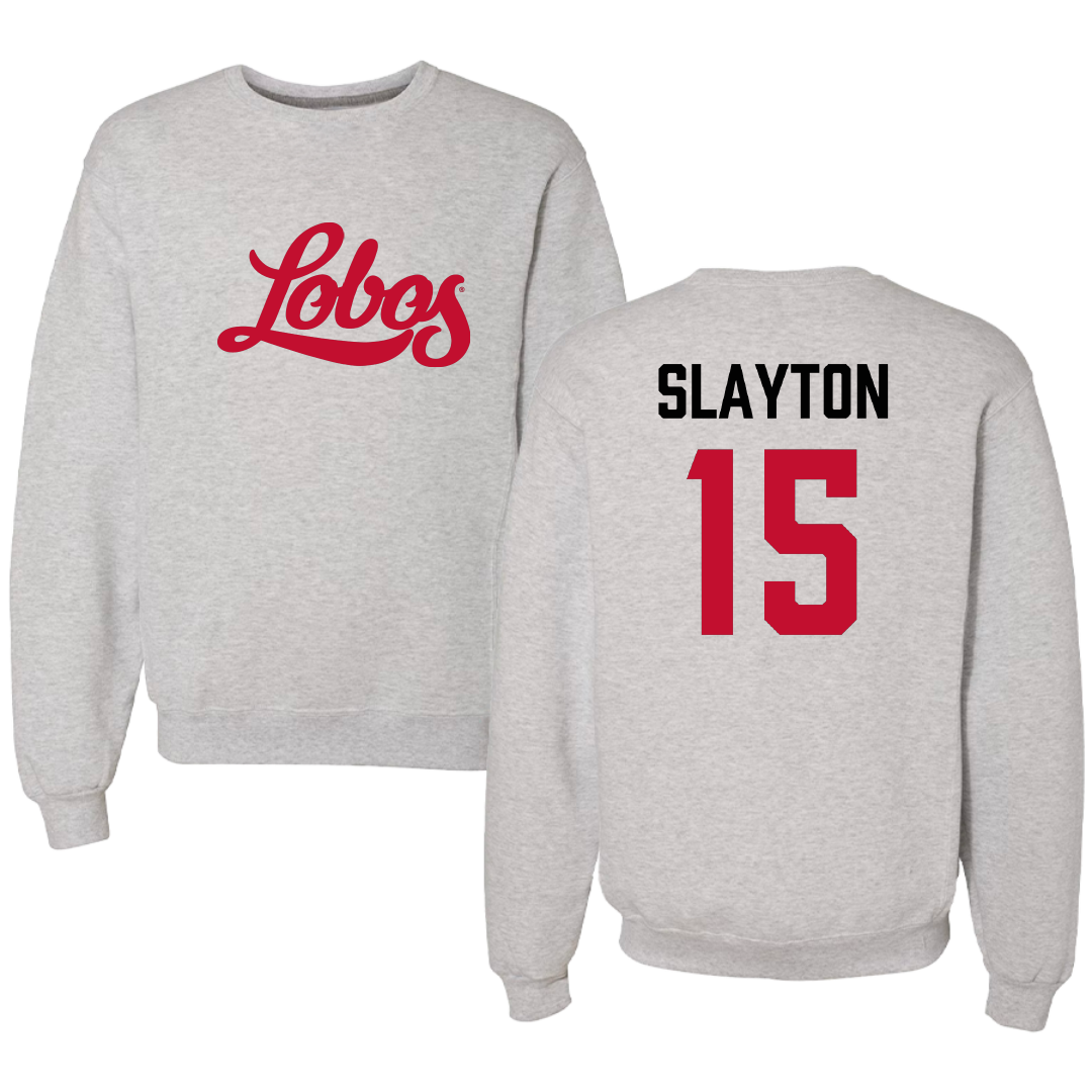 University of New Mexico Football Light Gray Crewneck - #15 Xavier Slayton