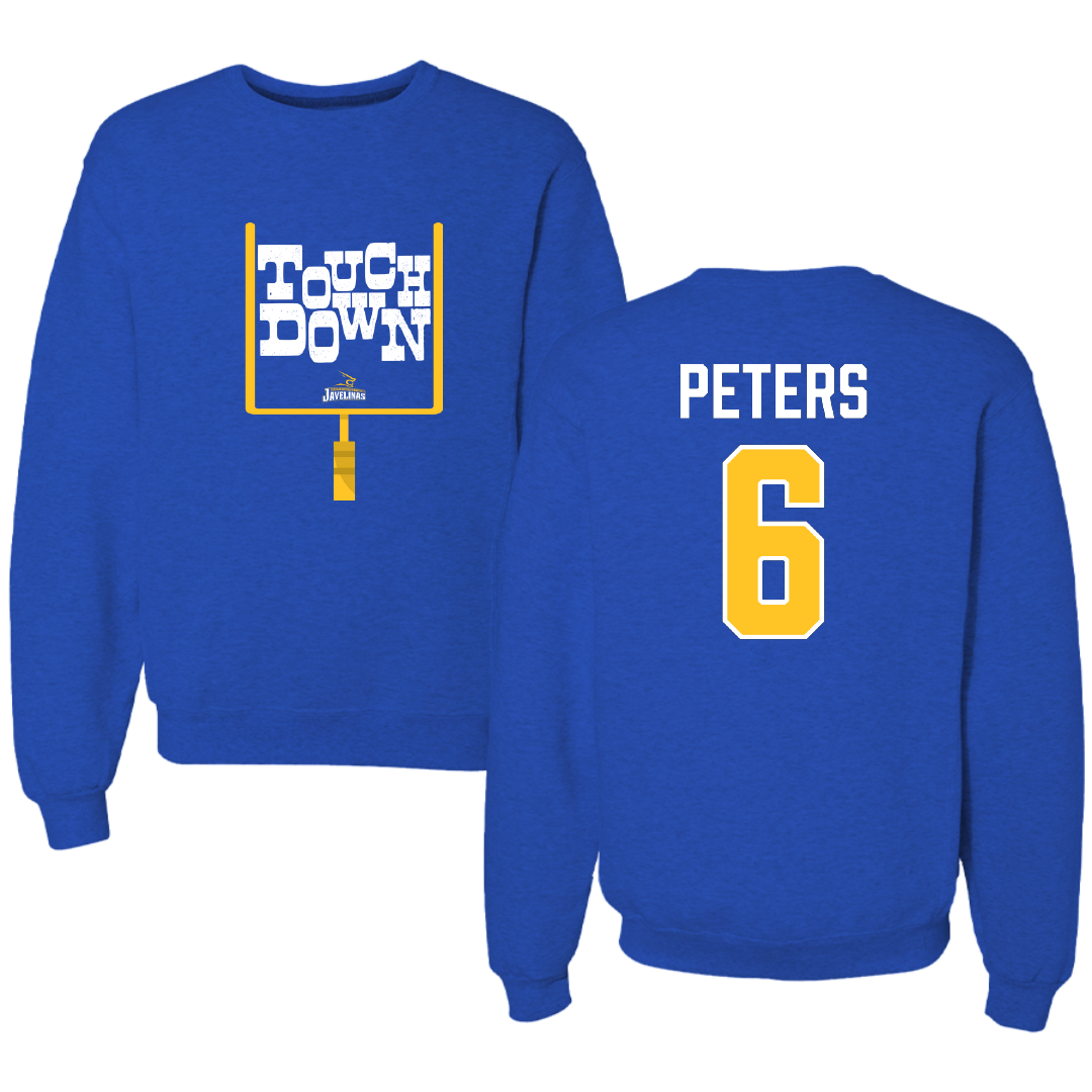 Texas A&M University-Kingsville Football Blue Touchdown Crewneck - #6 De'Marcus Peters