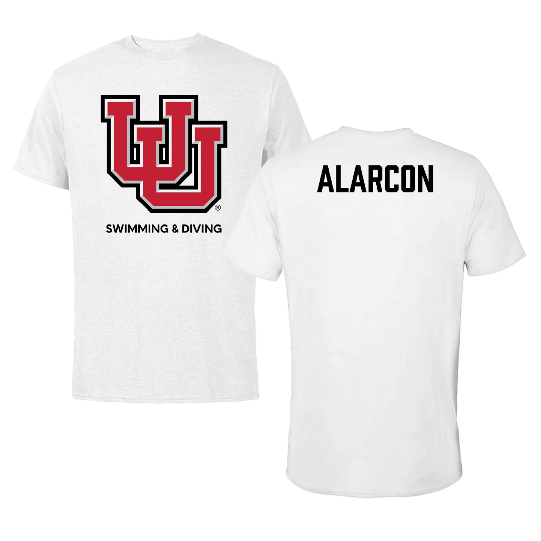 University of Utah Swimming & Diving White Tee - Landon Alarcon