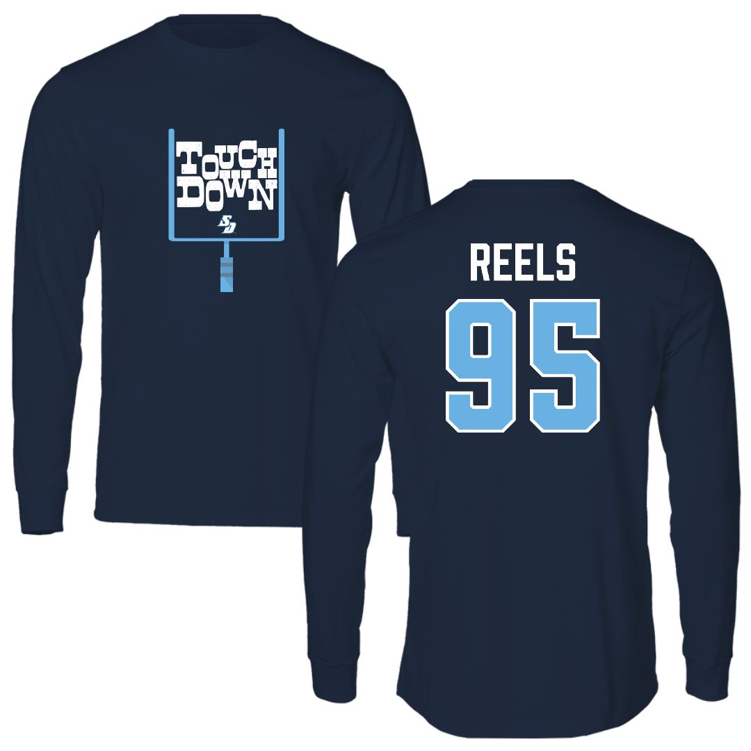 University of San Diego Football Navy Touchdown Long Sleeve - #95 Jae’Von Reels