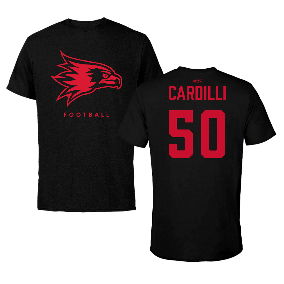 Southeast Missouri State University Football Black Tee - #50 Mike Cardilli