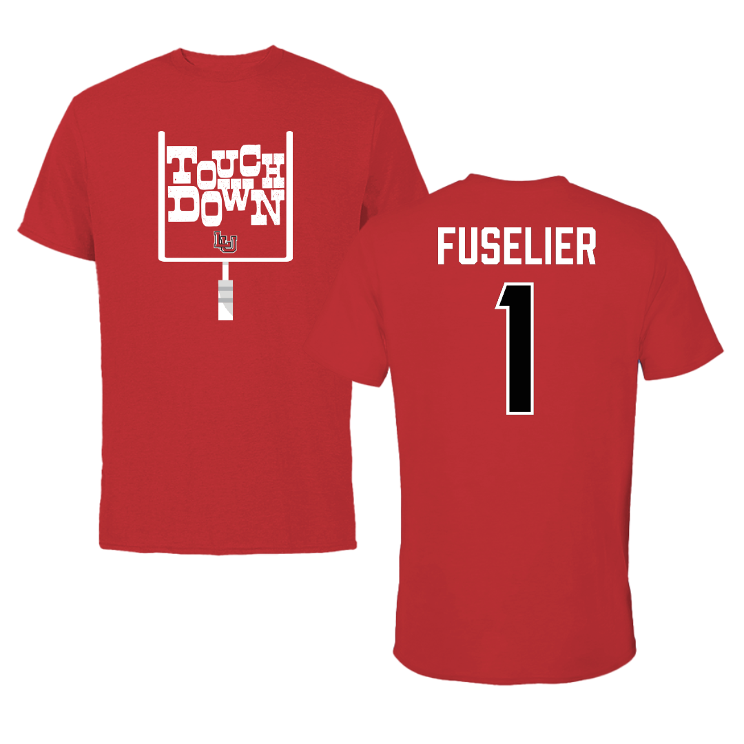 Lamar University Football Red Touchdown Tee - #1 Kyndon Fuselier