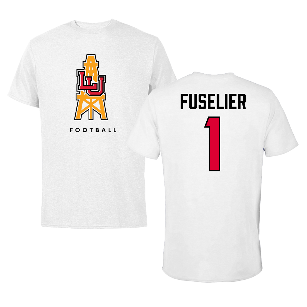 Lamar University Football White Tee - #1 Kyndon Fuselier