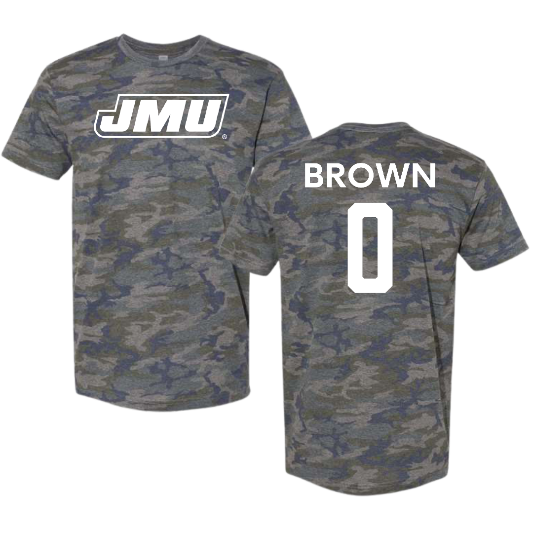 James Madison University Basketball (M) Vintage Camo Tee - #0 Xavier Brown