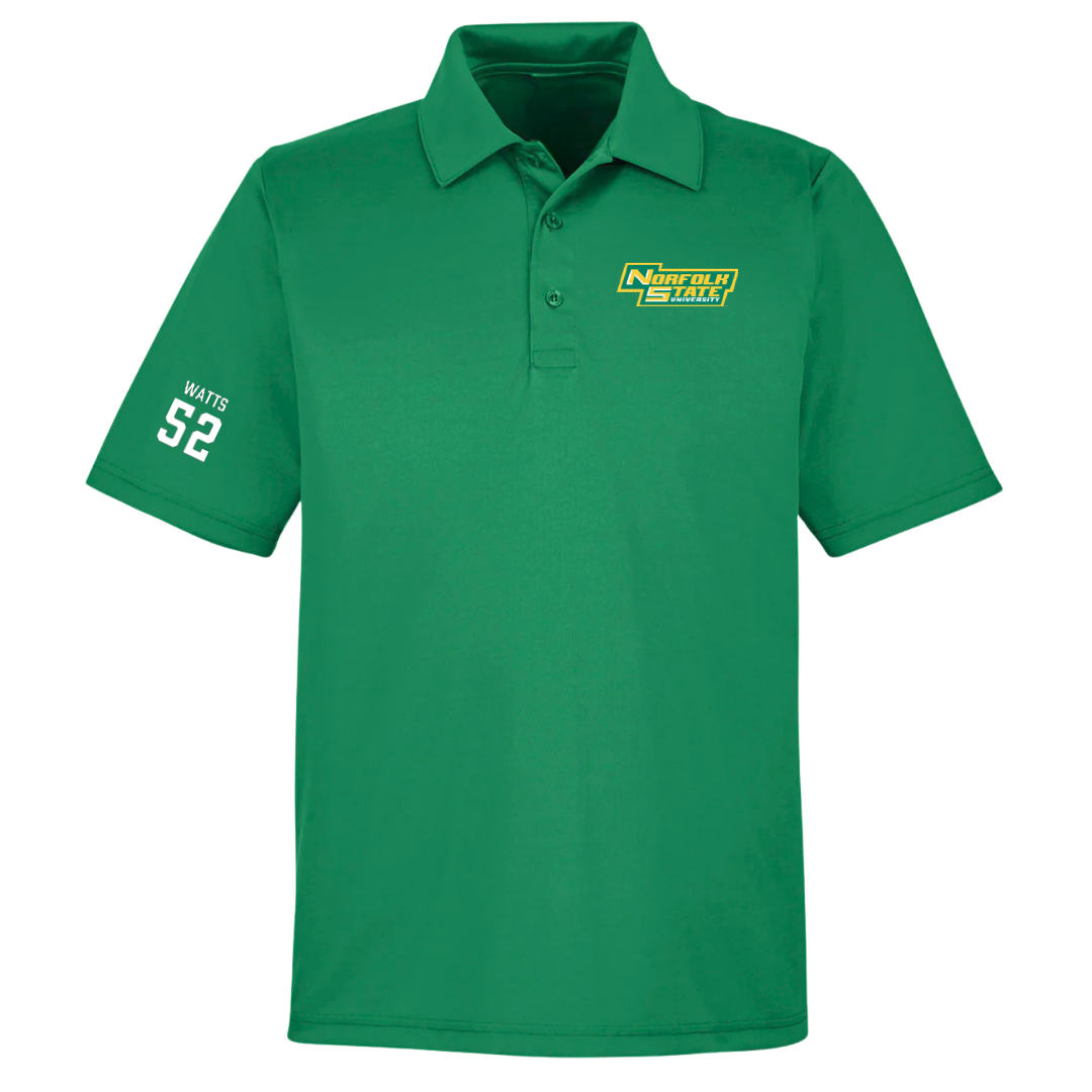 Norfolk State University Football Green Polo - #52 Matthieu Watts