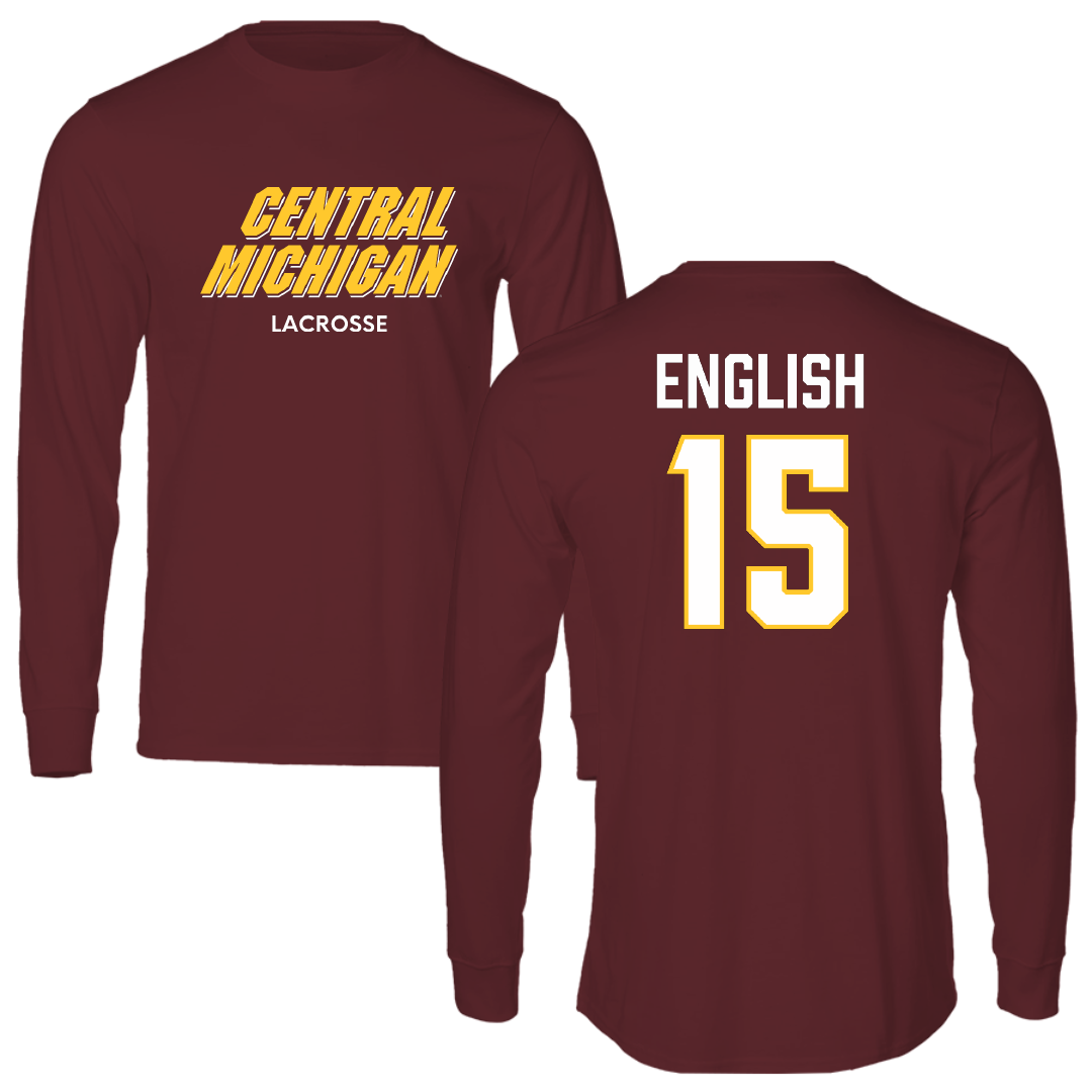 Central Michigan University Lacrosse (W) Maroon Performance Long Sleeve - #15 Margaret English
