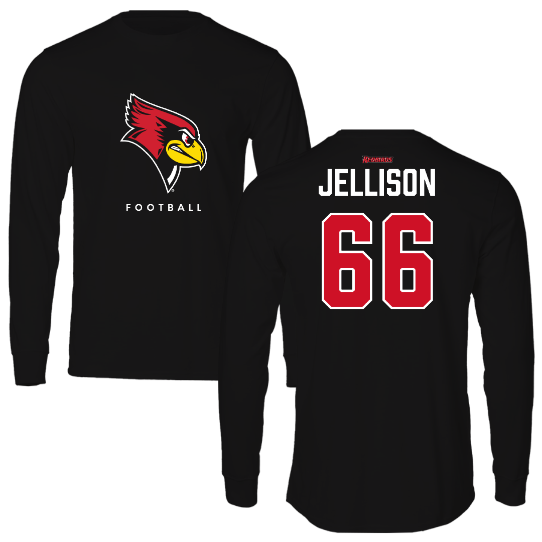 Illinois State University Football Black Mascot Performance Long Sleeve - #66 Brayden Jellison
