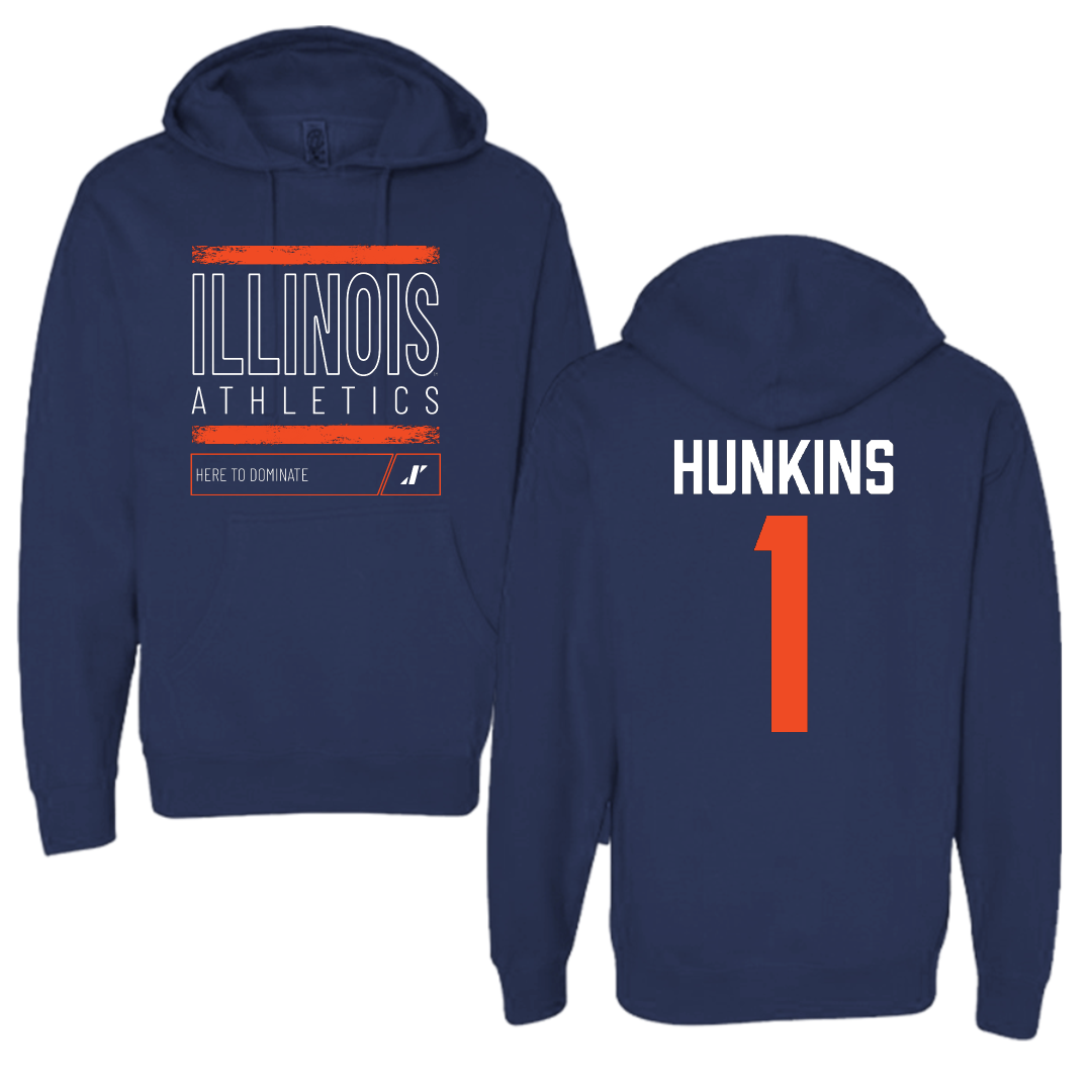 University of Illinois Softball Navy Dominate Hoodie - #1 Reese Hunkins