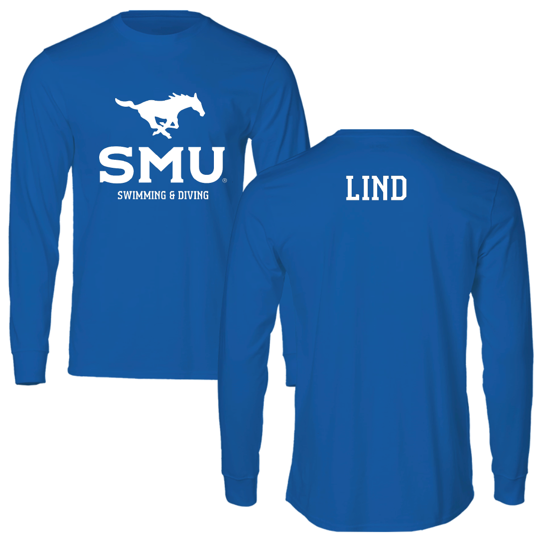 Southern Methodist University Swimming & Diving Blue Mascot Long Sleeve - Olivia Lind