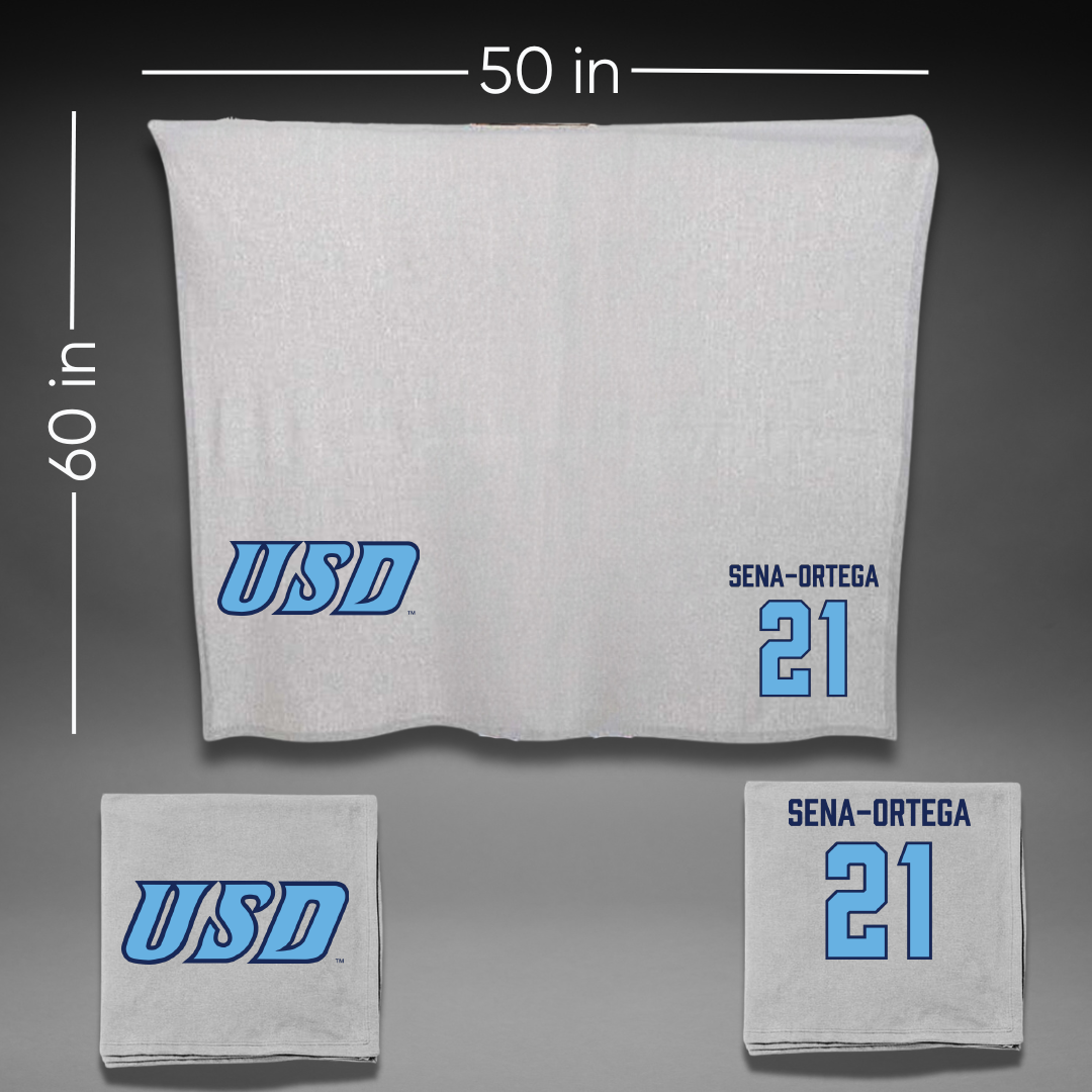 University of San Diego Football Gray Blanket - #21 Trey Sena-Ortega