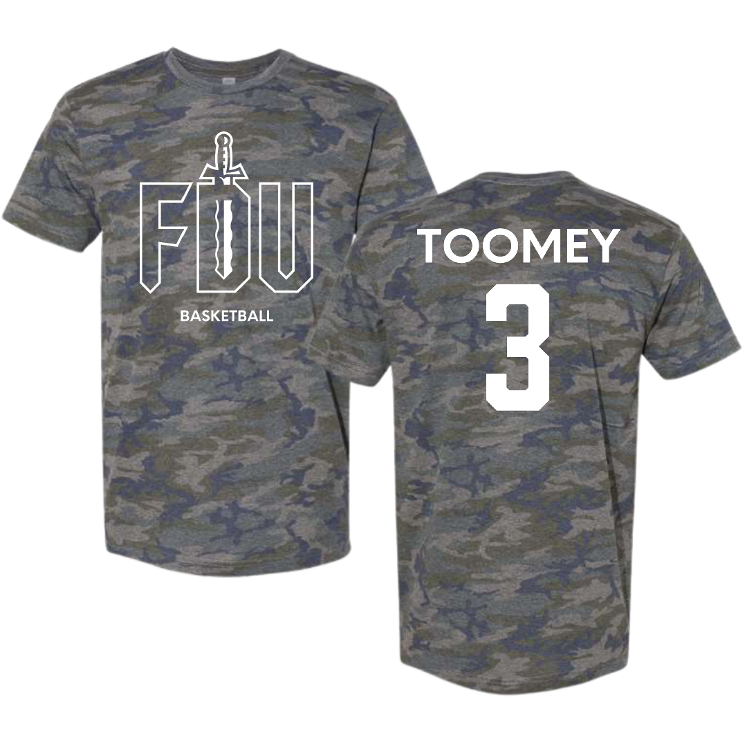 Fairleigh Dickinson University-Metropolitan Campus Basketball (W) Vintage Camo Tee - #3 Bella Toomey