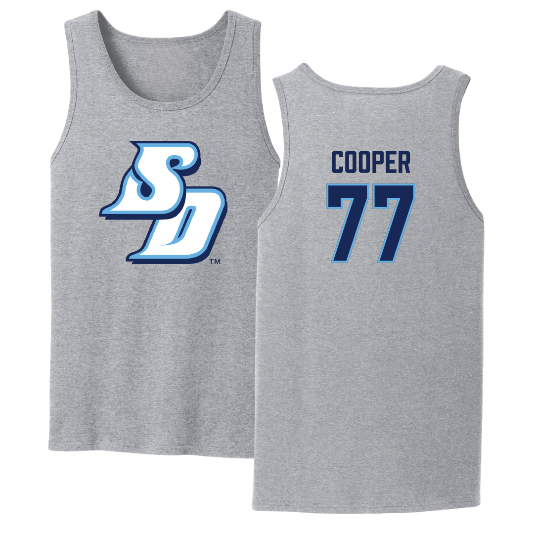University of San Diego Football Sport Gray Tank Top - #77 Malachi Cooper