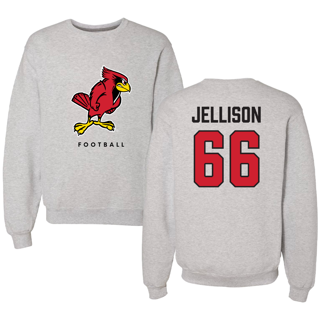 Illinois State University Football Gray Crewneck - #66 Brayden Jellison