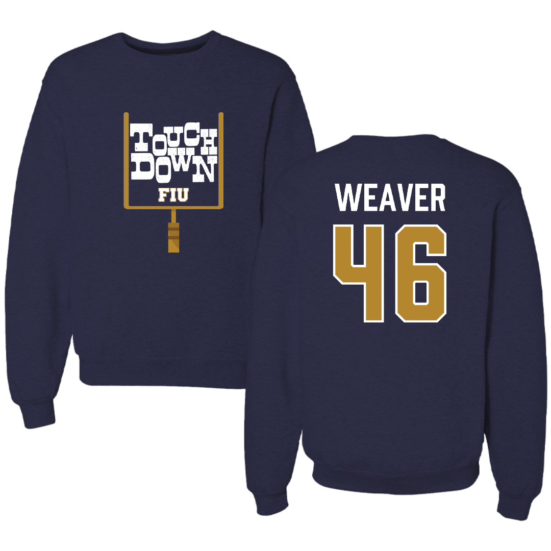 Florida International University Football Navy Touchdown Crewneck - #46 Atavious Weaver