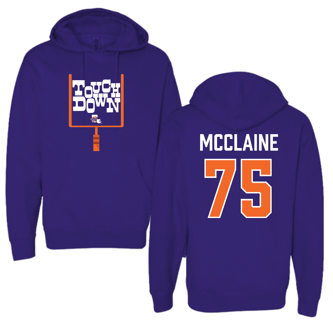 Northwestern State University Football Purple Touchdown Hoodie - #75 Jordan McClaine