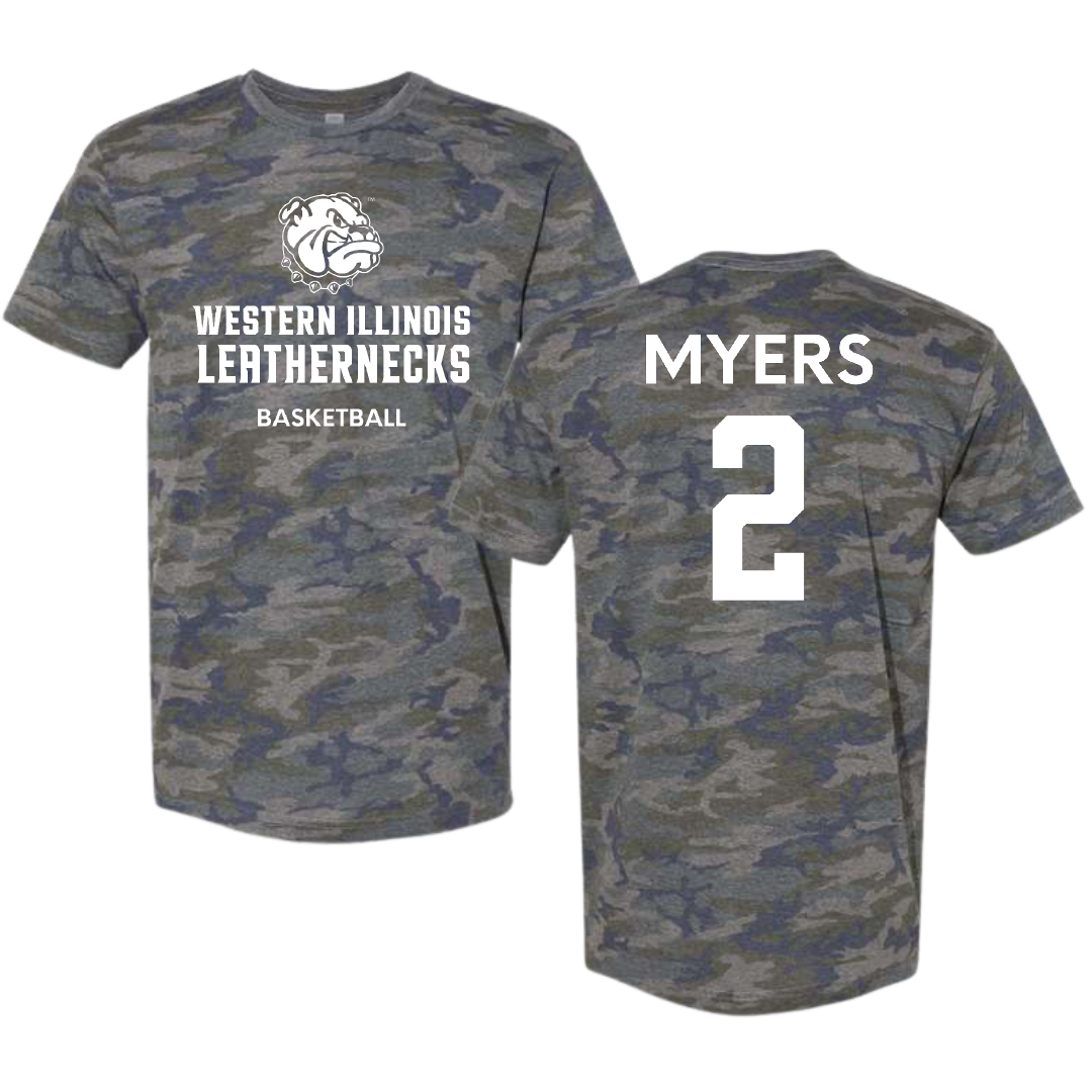 Western Illinois University Basketball (M) Vintage Camo Tee - #2 Ryan Myers