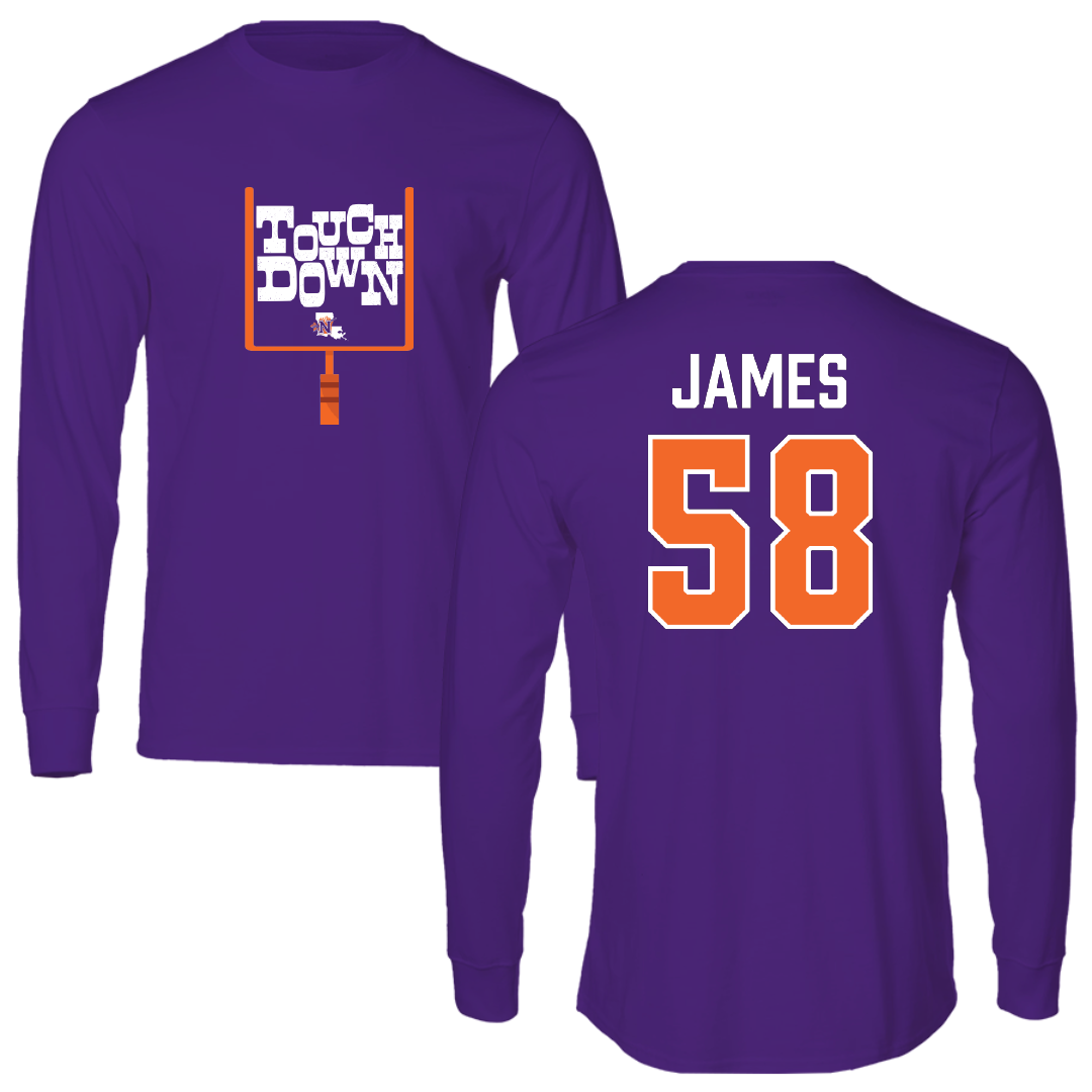 Northwestern State University Football Purple Touchdown Performance Long Sleeve - #58 Coby James