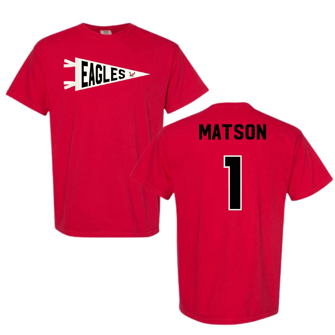 Eastern Washington University Soccer Red Pennant Comfort Colors Tee - #1 Kiara Matson